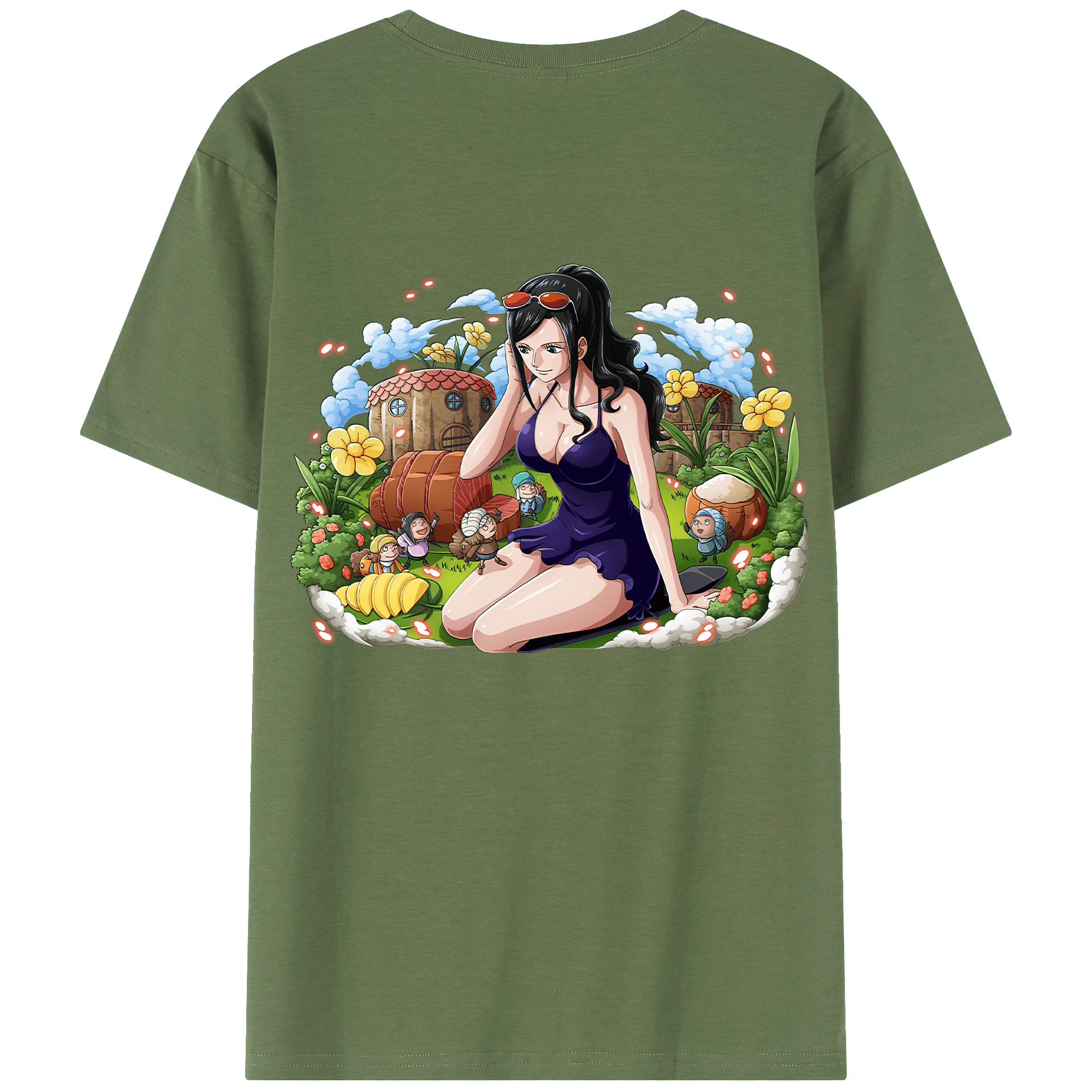 ワンピース ニコ・ロビン ONE PIECE Nico Robin 綿100％ メンズ半袖Tシャツ（バックプリント） 通気性